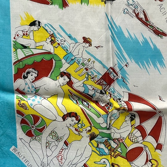 Vintage souvenir map scarf - Gem Vintage 1940s California Souvenir Map SILK Scarf Turquoise Yellow Red Oversized